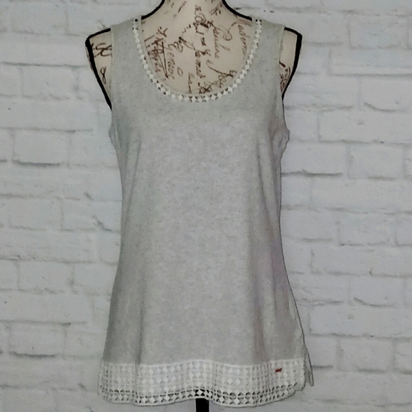 Tommy Hilfiger Heathered Grey Sleeveless Crochet Detail, Size M - Picture 7 of 7
